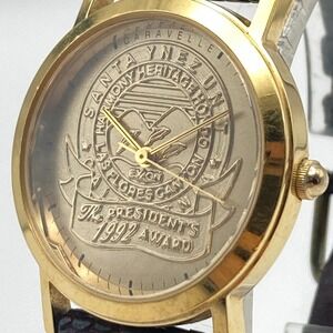 Vintage Caravelle Bulova Men's Watch 31mm Gold Tone Exxon New Battery 8" 1992